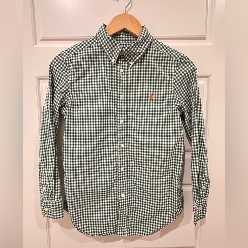Polo by Ralph Lauren Green Checkered Youth Shirt M(10/12)
